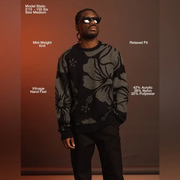 Duvin Design Pullover Animal Cheetah Print Sweater in Black & Gray size Small - Picture 4 of 5